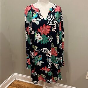 Crown & Ivy Tropical Birds Flowers Dress